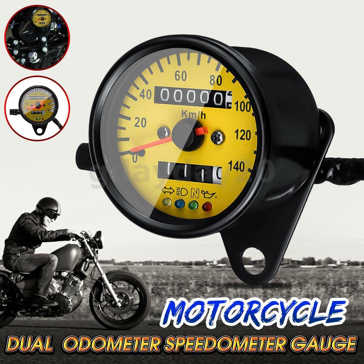 Bild 1 - Universal Motorrad Doppelt Kilometerzähler Tachometer KMH LED Kontrollleuchte DE